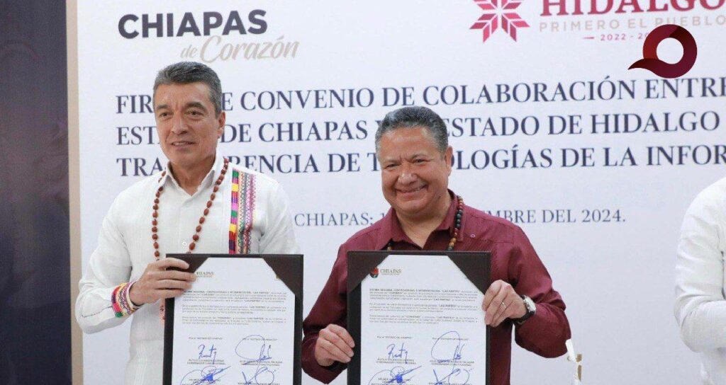 Chiapas e Hidalgo firman convenio de colaboración en materia de innovación tecnológica