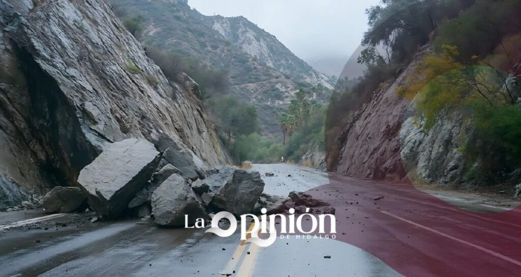 Tránsito complicado en Zimapán por derrumbe