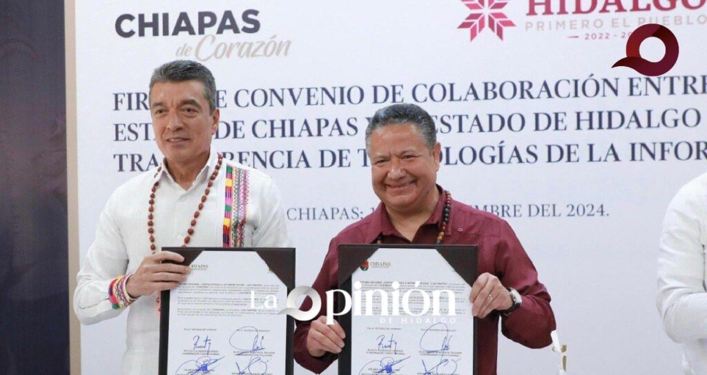 Chiapas e Hidalgo firman convenio de colaboración en materia de innovación tecnológica
